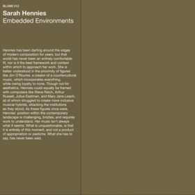 Embedded Environments Sarah Hennies