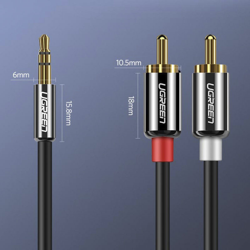 AV116 3.5 mm to 2RCA Audio Cable, 2m